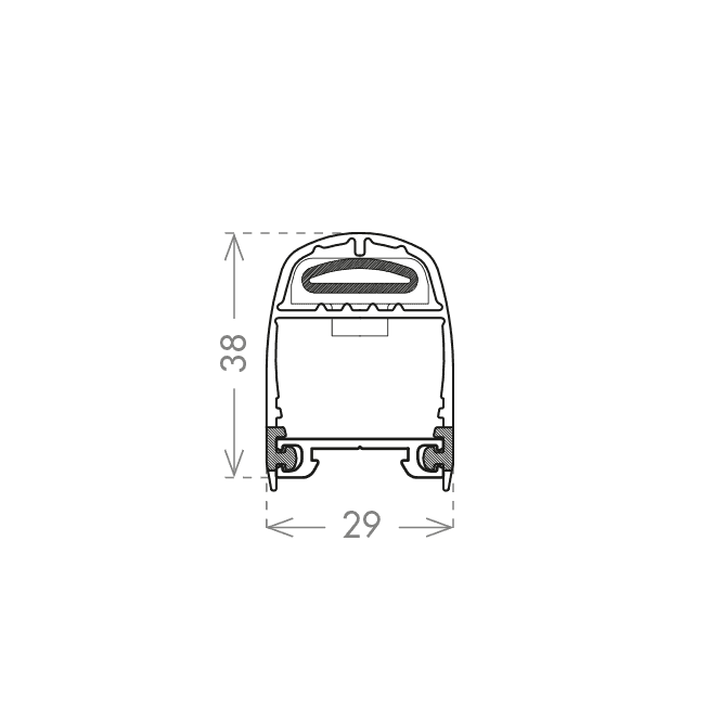 CCE Safety | MINI LINK Conductive safety edge with 8.2 KΩ, h=38mm, length optional - with cable for serial connection (CC-16MINILINK, CC-20MINILINK, CC-25MINILINK)